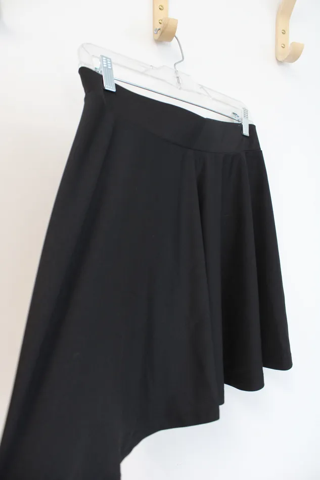 Rings Solid Black Flare Mini Skirt L Jubilee Thrift