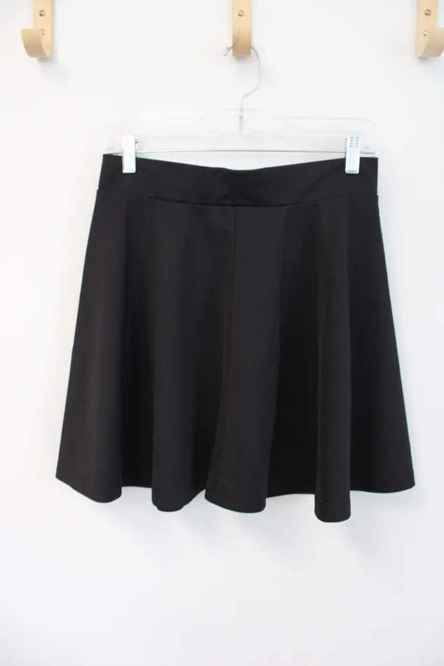 Rings Solid Black Flare Mini Skirt L Jubilee Thrift