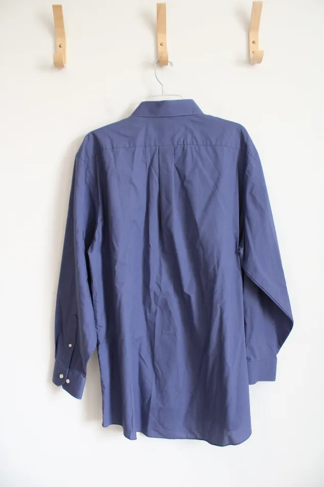 Rings Stafford Stafford Travel Easy Care Broadcloth Regular Fit Blue Button Down Shirt 175 3435