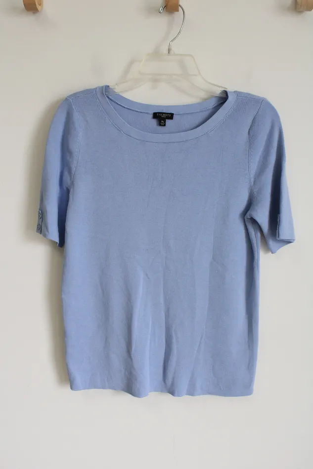 Rings Talbots Talbots Blue Knit Short Sleeved Top M Petite