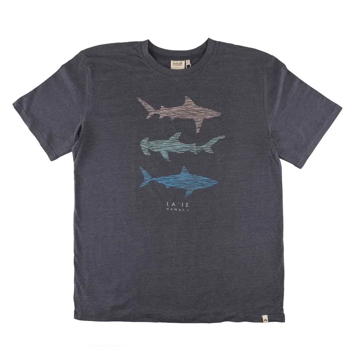 Rings TANKSTREAM Pacific Creations Shark Stack Mens TeeShirt BlueGray Marle Rings TANKSTREAM Pacific Creations Shark Stack Mens TeeShirt BlueGray Marle