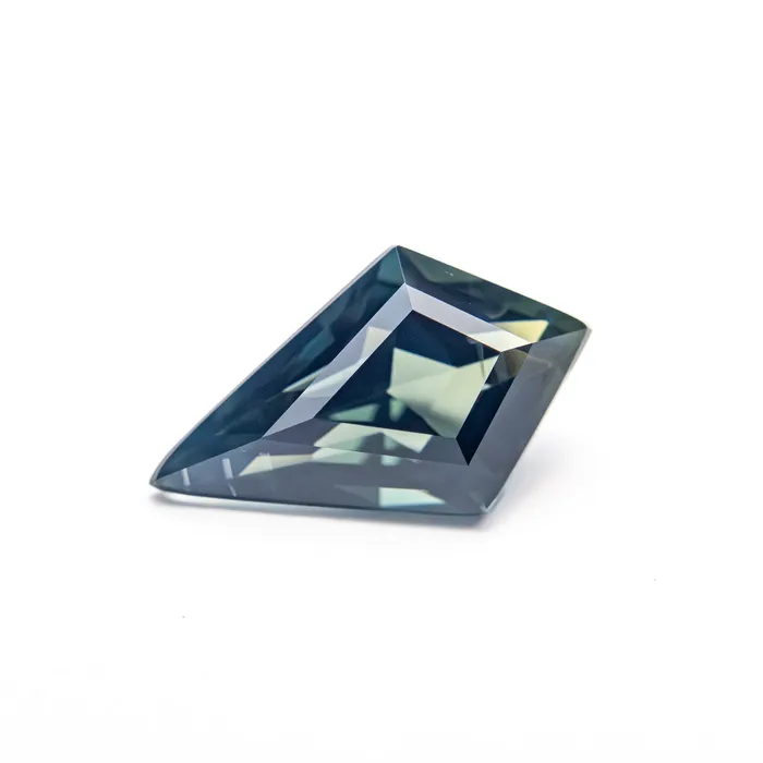 Rings TealGreen Step Cut Sapphire 143ct Kite Misfit Gems