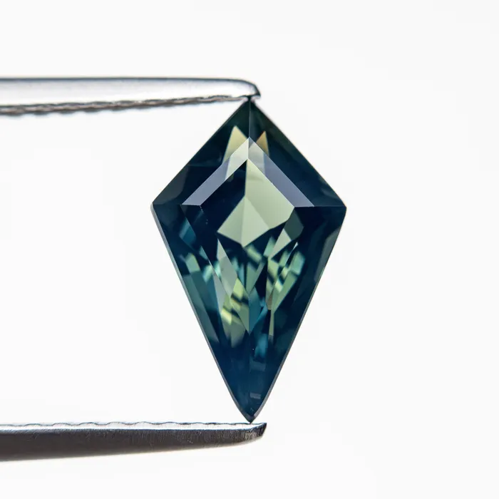 Rings TealGreen Step Cut Sapphire 143ct Kite Misfit Gems