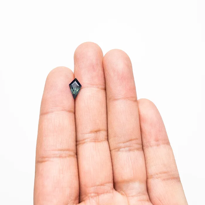 Rings TealGreen Step Cut Sapphire 143ct Kite Misfit Gems