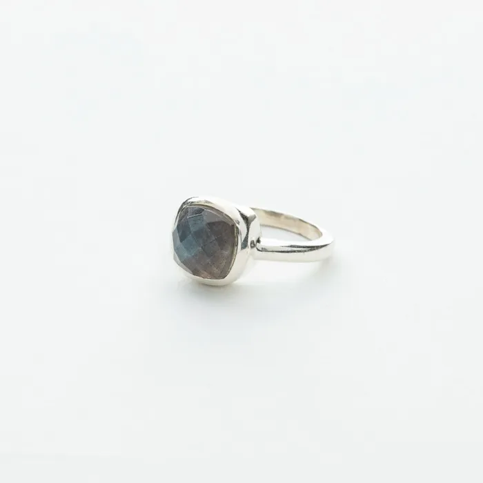 Rings Tiger Mountain Large Square Labradorite Stone Ring in Silver