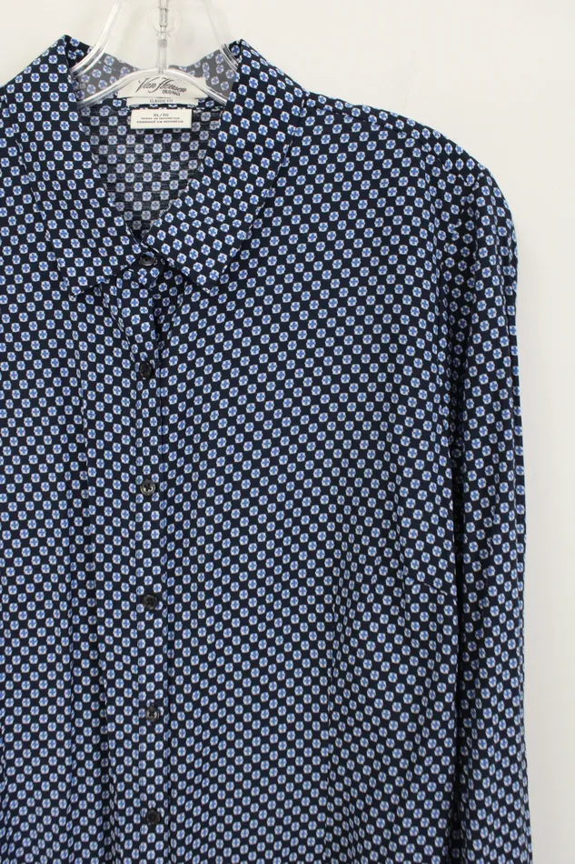 Rings Van Heusen Van Heusen Originals Classic Fit Blue Patterned Lightweight Top XL