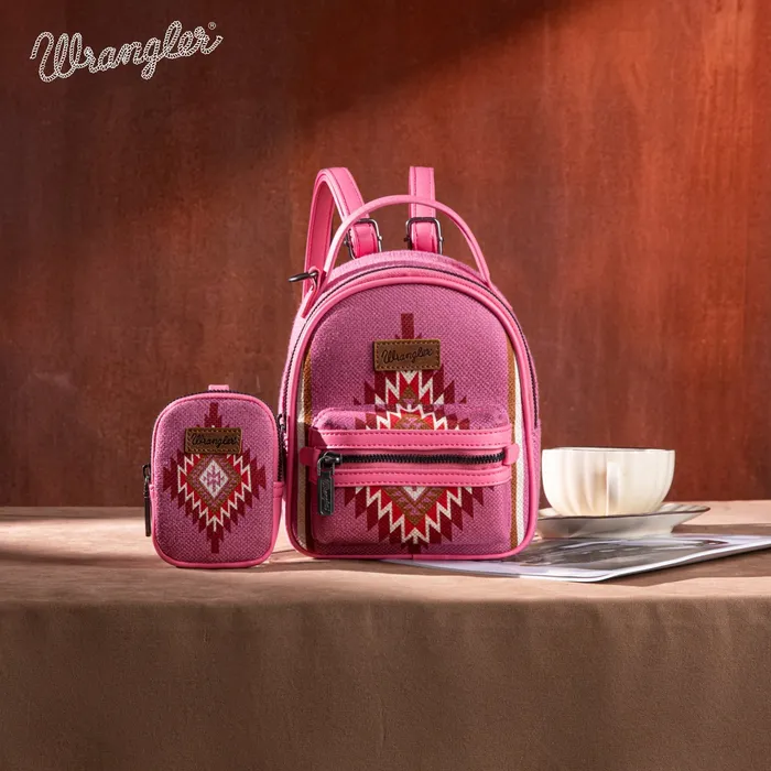 Rings Wrangler Southwestern Knitted Mini Backpack With Coin Pouch Hot Pink MONTANA WEST Rings Wrangler Southwestern Knitted Mini Backpack With Coin Pouch Hot Pink MONTANA WEST