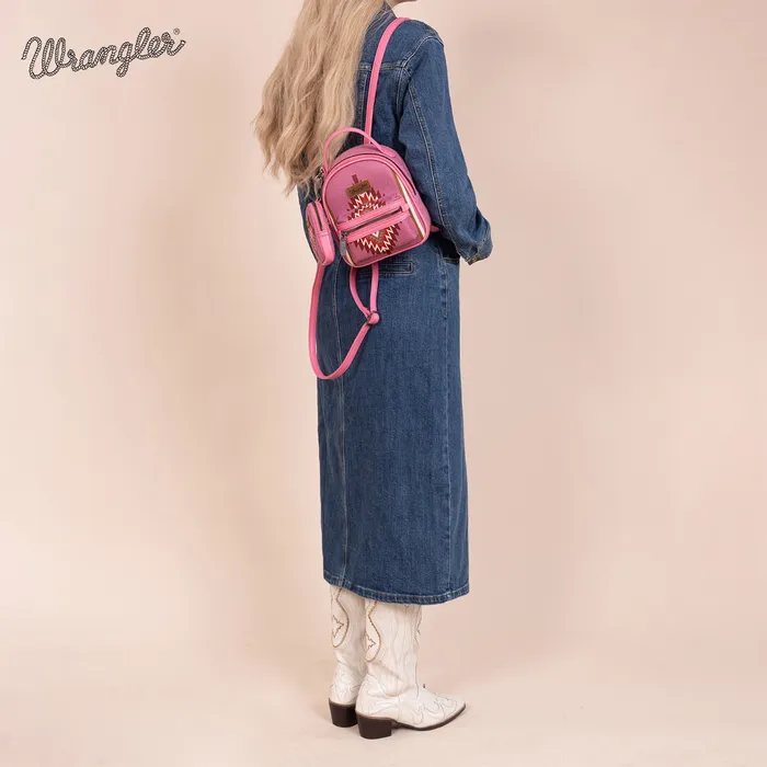 Rings Wrangler Southwestern Knitted Mini Backpack With Coin Pouch Hot Pink MONTANA WEST