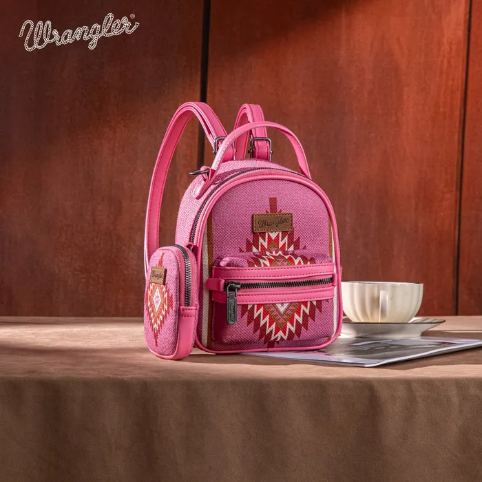 Rings Wrangler Southwestern Knitted Mini Backpack With Coin Pouch Hot Pink MONTANA WEST