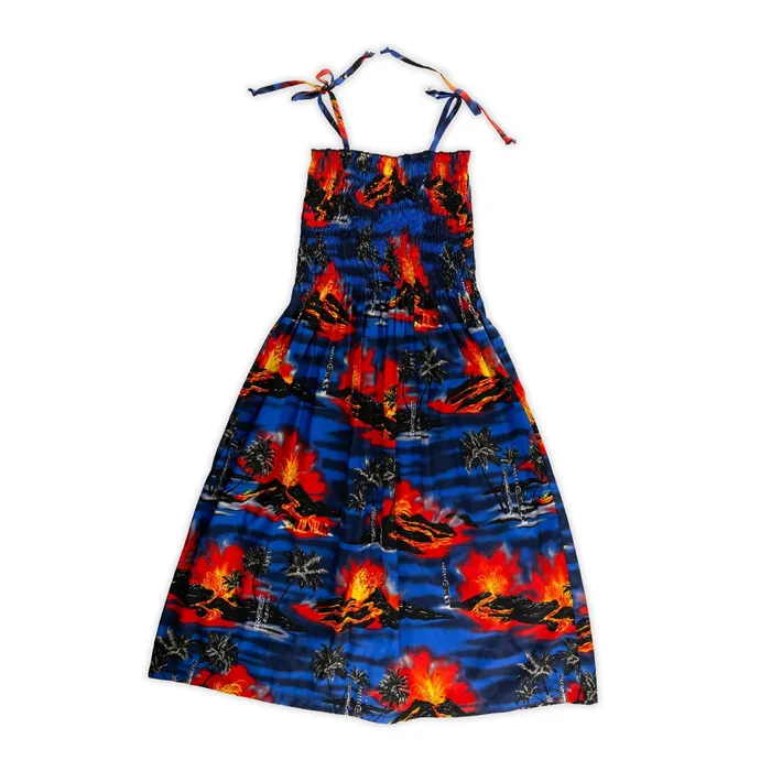 RJCLANCEYLTD Necklaces RJ Clancy Volcano Royal Little Girls Cotton Smocked Dress RJCLANCEYLTD Necklaces RJ Clancy Volcano Royal Little Girls Cotton Smocked Dress