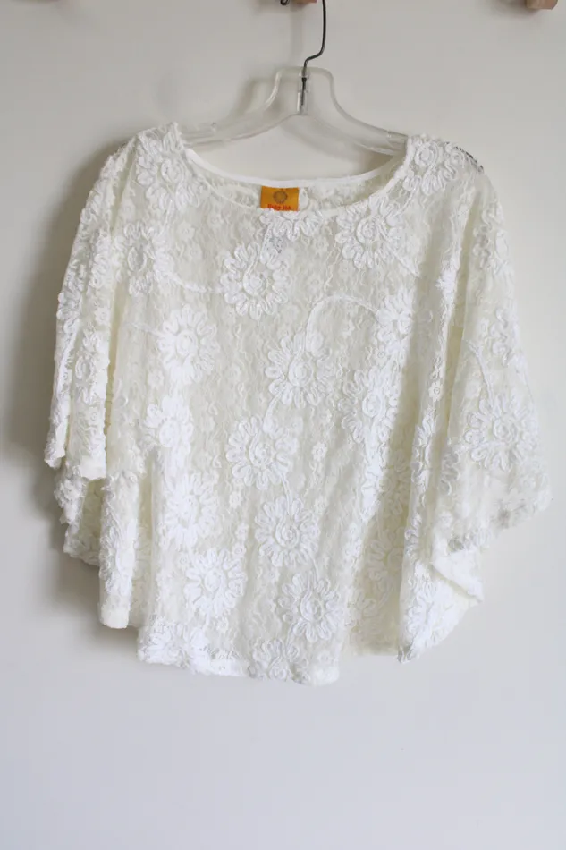 Ruby Rd Necklaces Ruby Rd White Lace Poncho Style Blouse S Petite