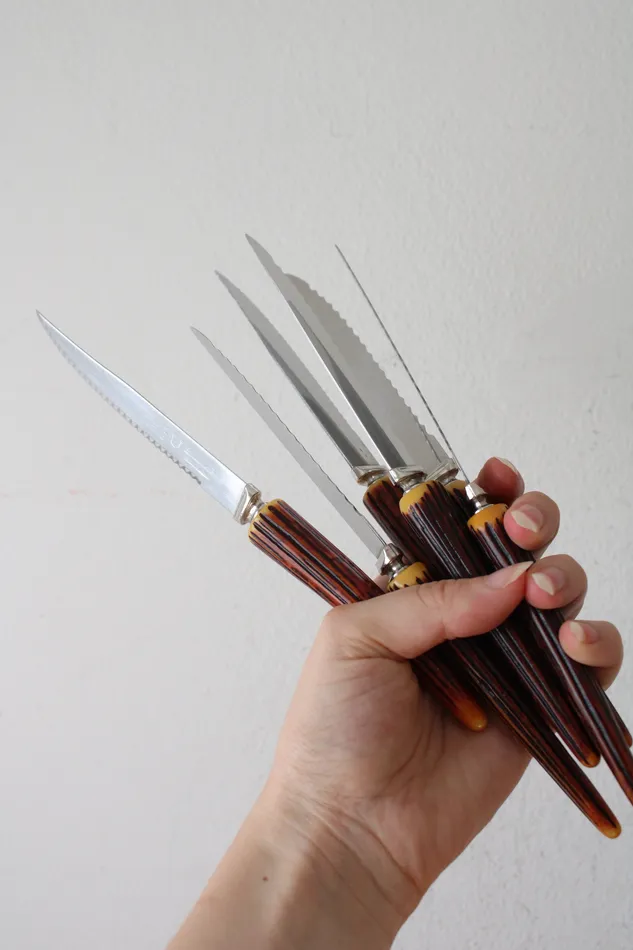 Sheffield England Earrings Sheffield England Vintage Faux Antler Handled Bakelite Serrated Knife Set Of 6