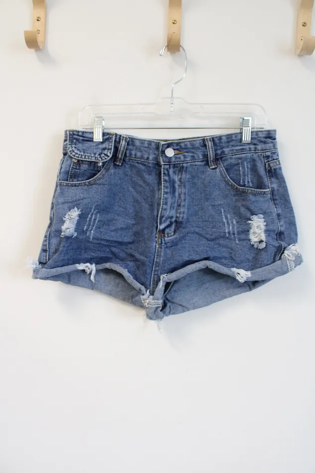 Shein Earrings Shein Denim Distressed Shorts L