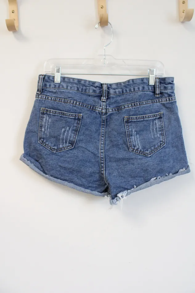 Shein Earrings Shein Denim Distressed Shorts L