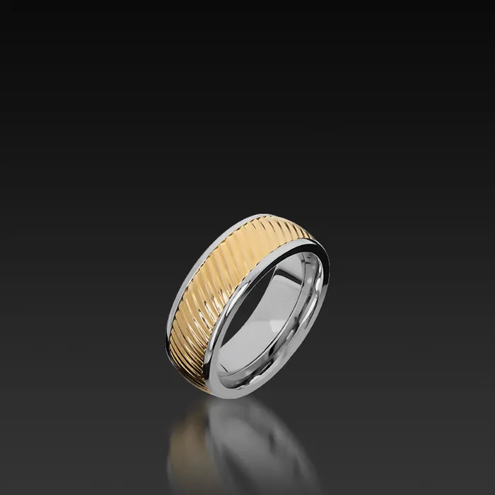 Shop John Atencio White Gold Domed Band with Yellow Gold Inlay Rings