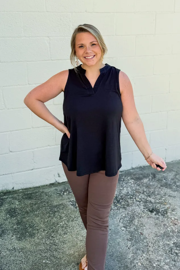 Solid Lizzy Tank Top Black Dear Scarlett Rings