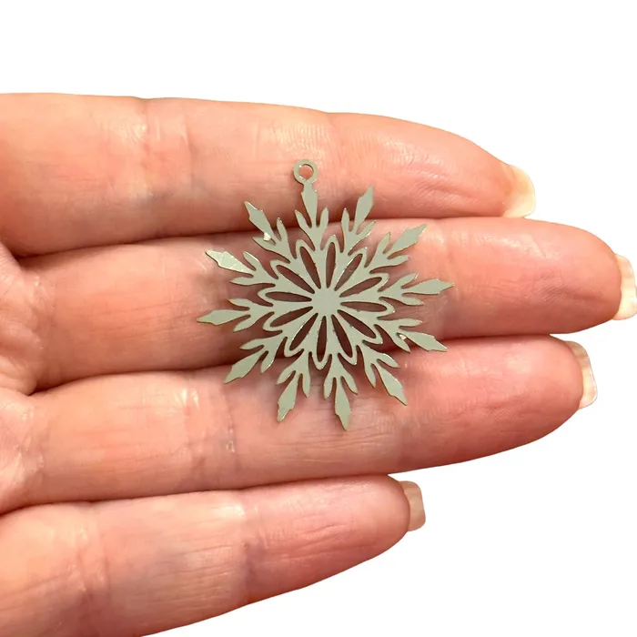 Stainless Steel Snowflake CharmLaser Cut Snowflake Charm Peppy Beads Earrings Stainless Steel Snowflake CharmLaser Cut Snowflake Charm Peppy Beads Earrings