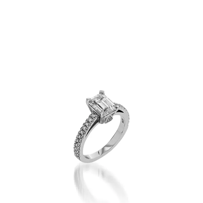 Starburst Emerald Cut White Gold Engagement Ring John Atencio Rings