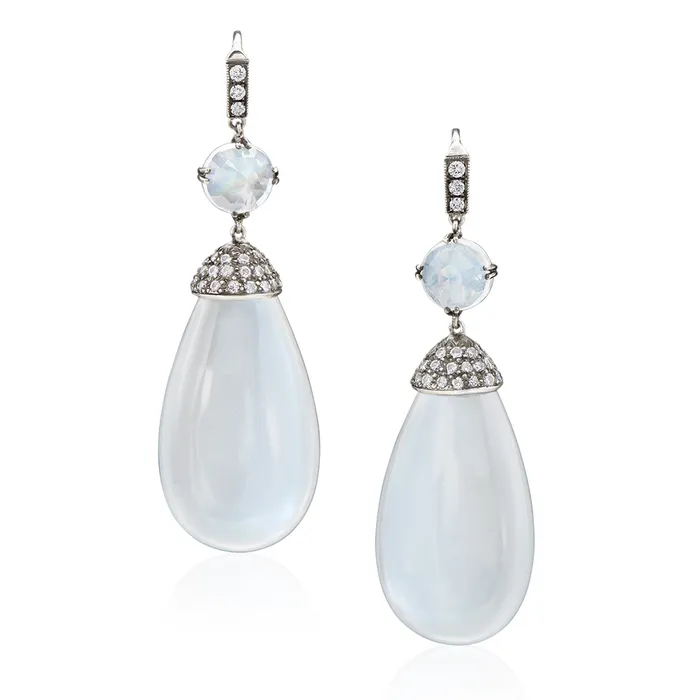 Stephen Silver Earrings 6493 Carat Moonstone Drop Earrings