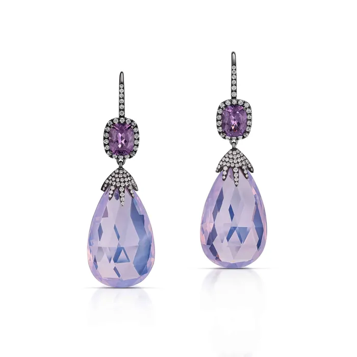 Stephen Silver Fine Jewelry Earrings 5309 Carat Lavender Moon Quartz and Spinel Drop Earrings