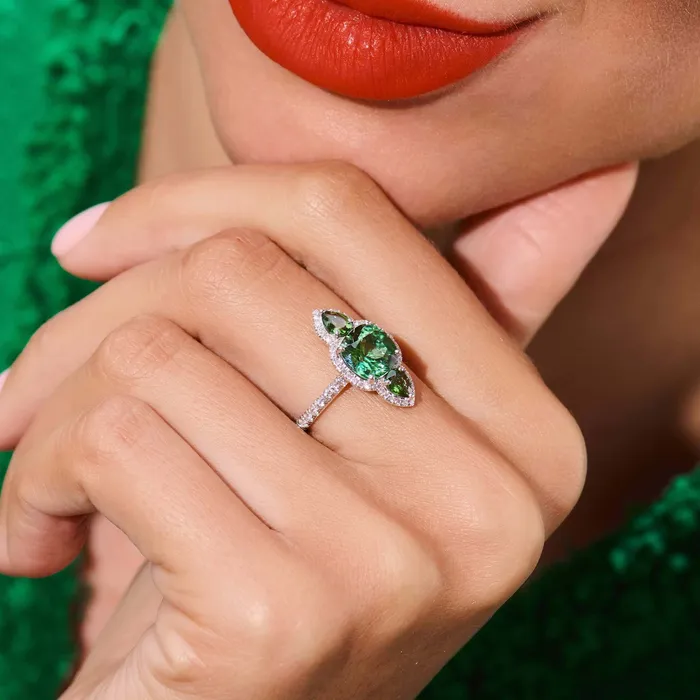 Stephen Silver Fine Jewelry Rings 214 Carat Green Tourmaline and Diamond Ring