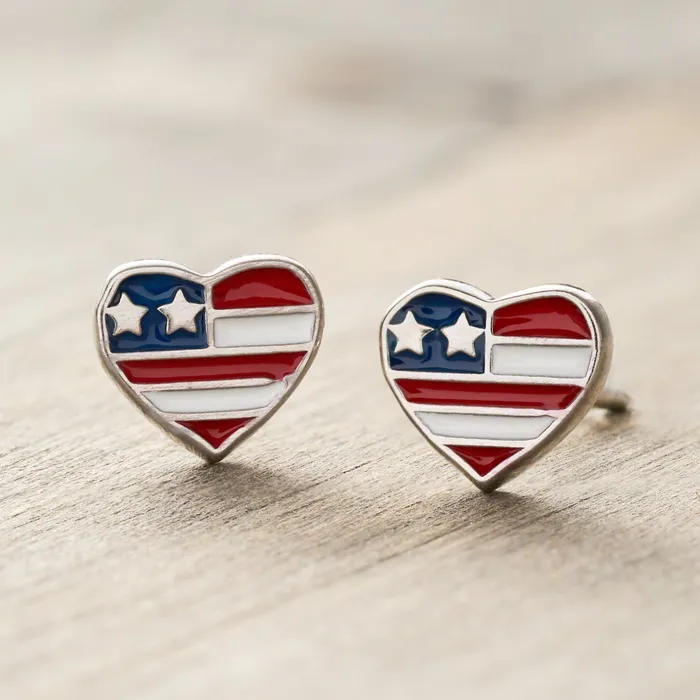 Sterling Silver American Flag Studs Chadds Ford Jewelry Rings