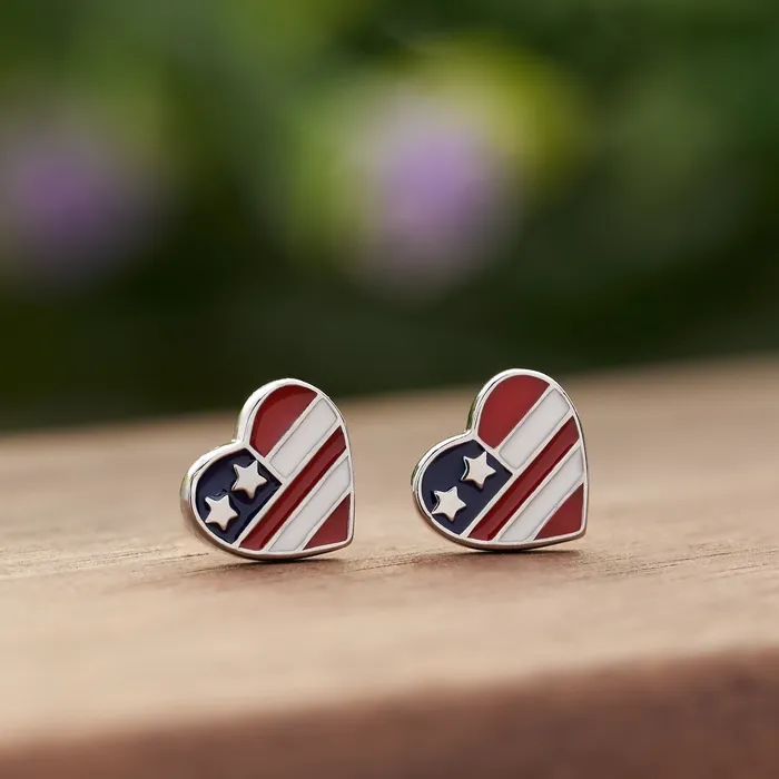 Sterling Silver American Flag Studs Chadds Ford Jewelry Rings