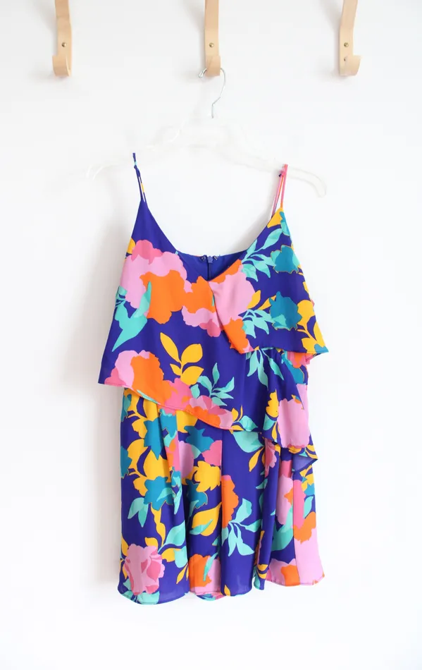 Sugar Lips Rings NEW Sugar Lips MultiColored Floral Loose Blue Romper M