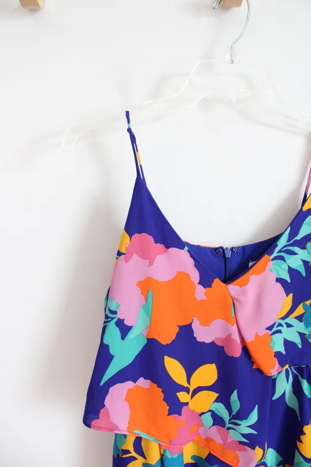 Sugar Lips Rings NEW Sugar Lips MultiColored Floral Loose Blue Romper M