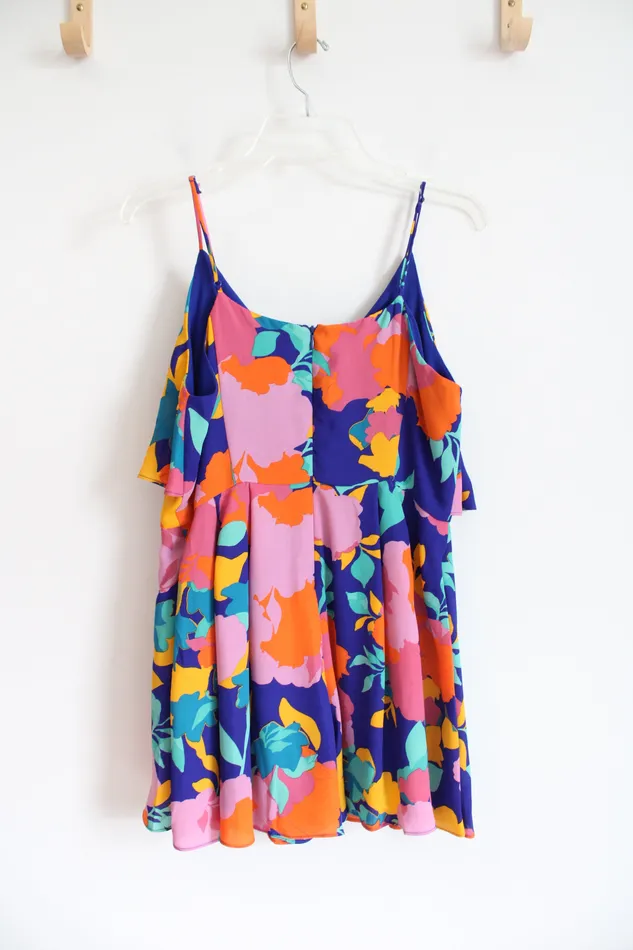 Sugar Lips Rings NEW Sugar Lips MultiColored Floral Loose Blue Romper M