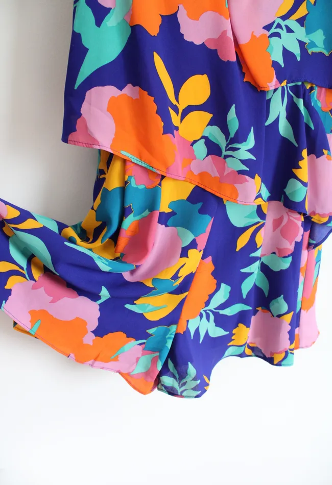 Sugar Lips Rings NEW Sugar Lips MultiColored Floral Loose Blue Romper M