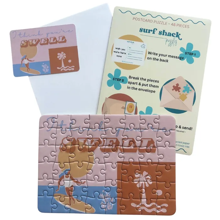 Surf Shack I Think Youre Swell Puzzle Postcard 48 Pieces SURFSHACKPUZZLE Necklaces Surf Shack I Think Youre Swell Puzzle Postcard 48 Pieces SURFSHACKPUZZLE Necklaces