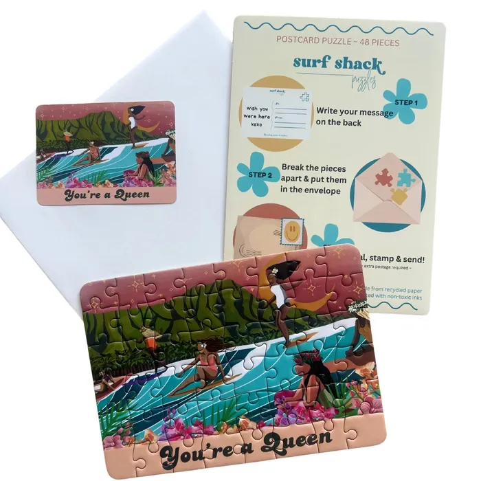 Surf Shack Youre a Queen Puzzle Postcard 48 Pieces SURFSHACKPUZZLE Necklaces