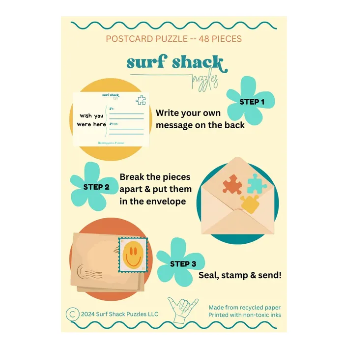Surf Shack Youre a Queen Puzzle Postcard 48 Pieces SURFSHACKPUZZLE Necklaces