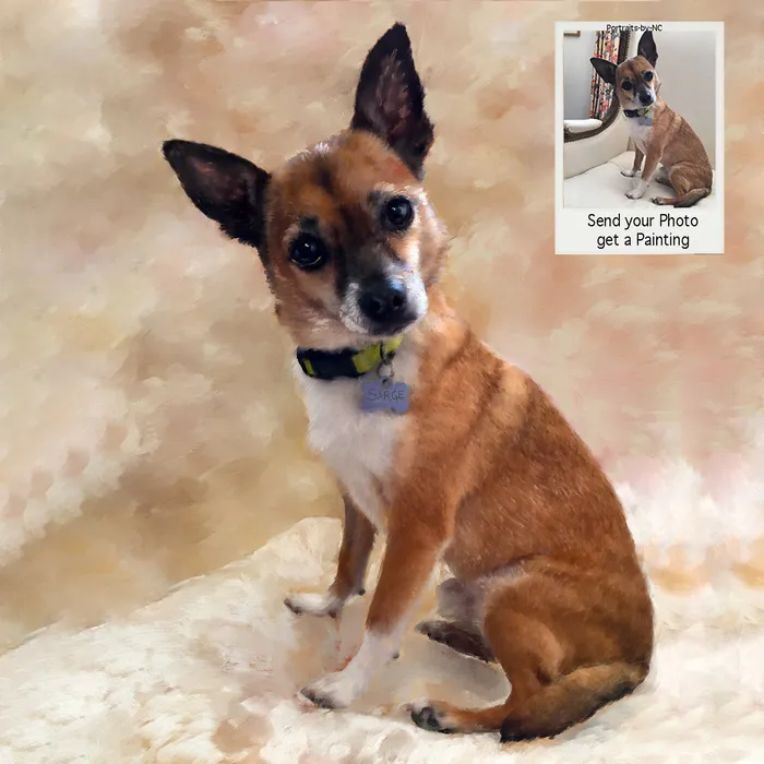 Sweet Looking Chihuahua Pet Portrait in Oil Portraits by NC Earrings