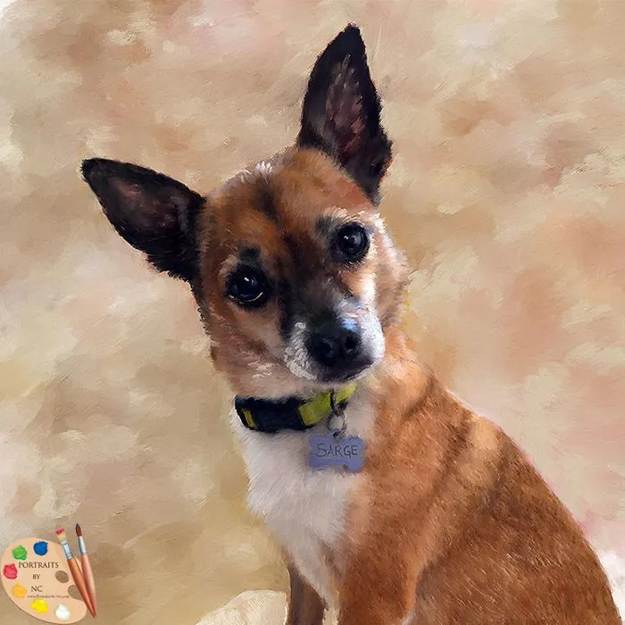 Sweet Looking Chihuahua Pet Portrait in Oil Portraits by NC Earrings