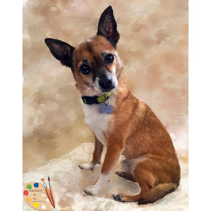 Sweet Looking Chihuahua Pet Portrait in Oil Portraits by NC Earrings