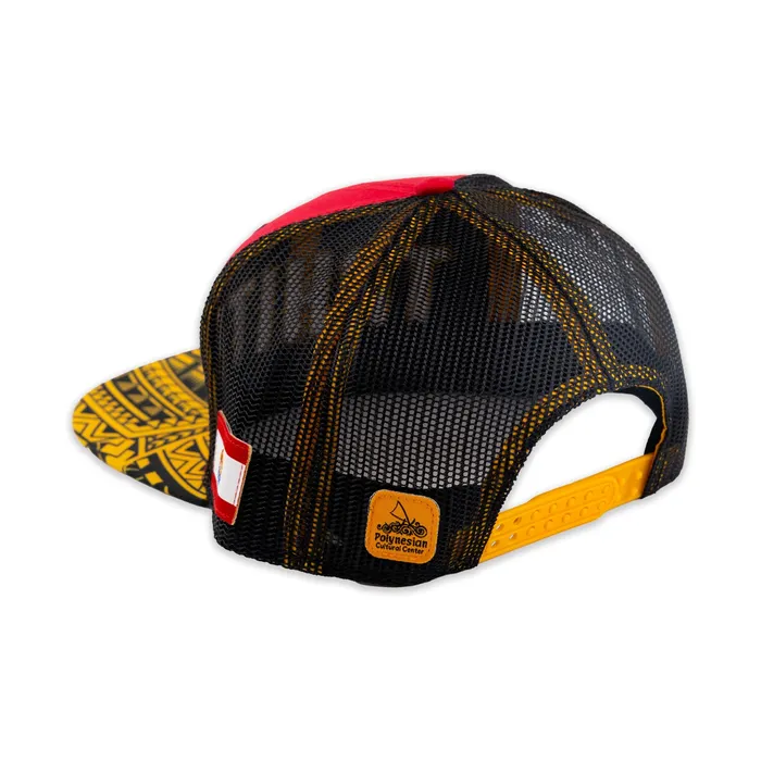 Tahiti Flat Bill Ball Cap in Red Yellow and Black GREATMOUNTAINWE Rings