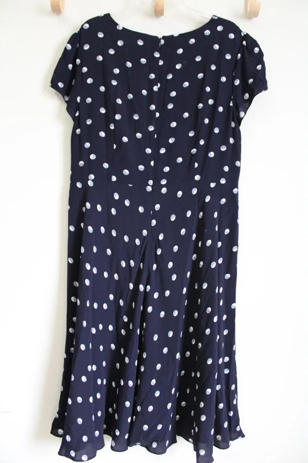 Talbots NEW Talbots Navy Blue Polka Dotted Dress 16 Rings