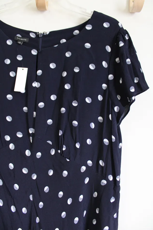 Talbots NEW Talbots Navy Blue Polka Dotted Dress 16 Rings