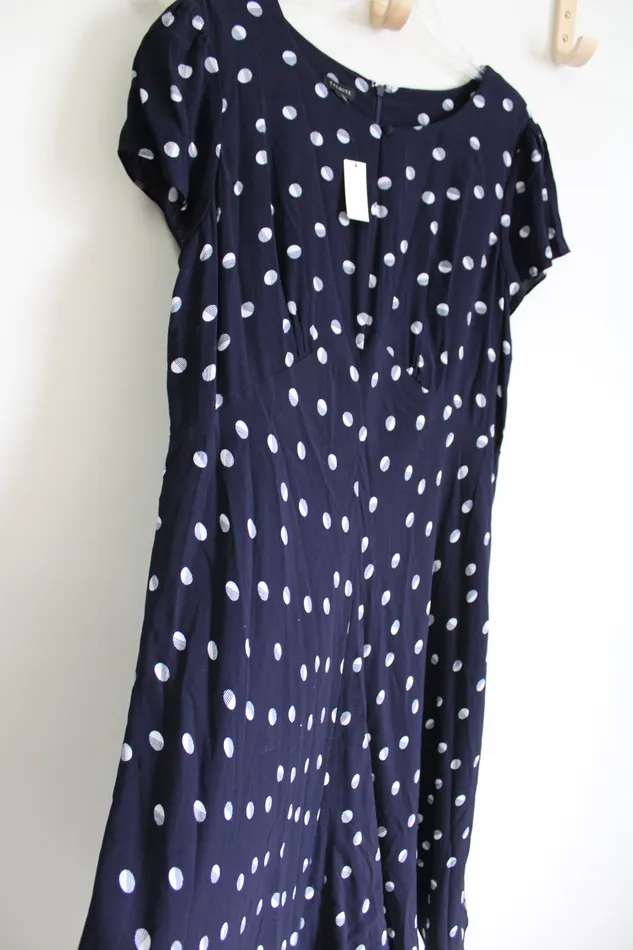 Talbots NEW Talbots Navy Blue Polka Dotted Dress 16 Rings