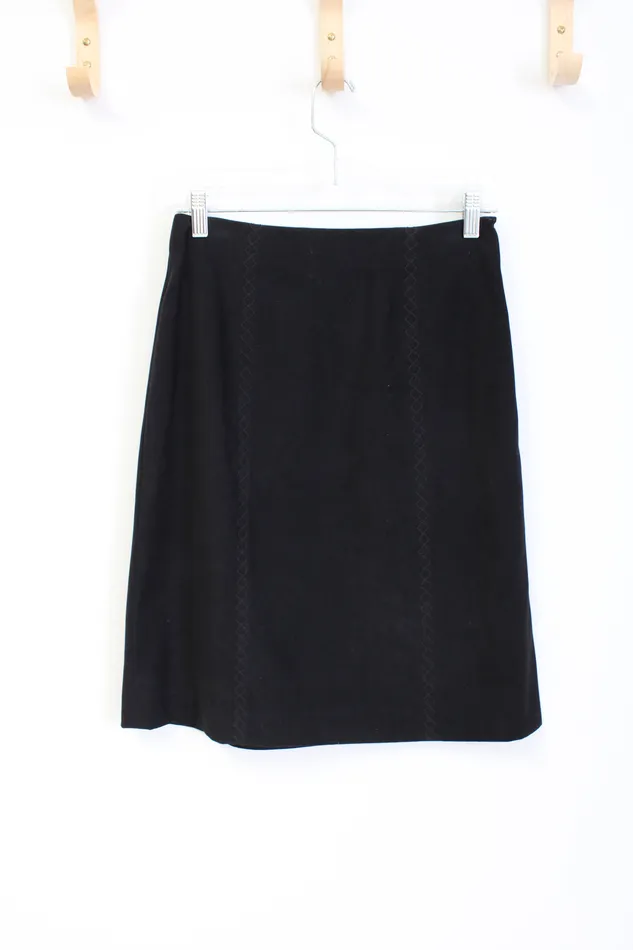 Talbots Rings Talbots Stretch Black Embroidered Sueded Skirt 4 Petite