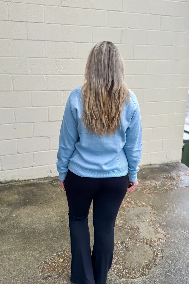 The Ally Pullover Top Ash Blue Zenana Rings