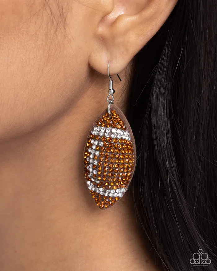 Thrilling Touchdown Brown Paparazzi Accessories Earrings