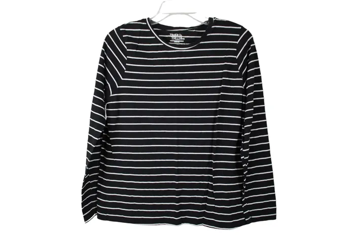 Time And Tru Black Striped Shirt L Time And Tru Necklaces