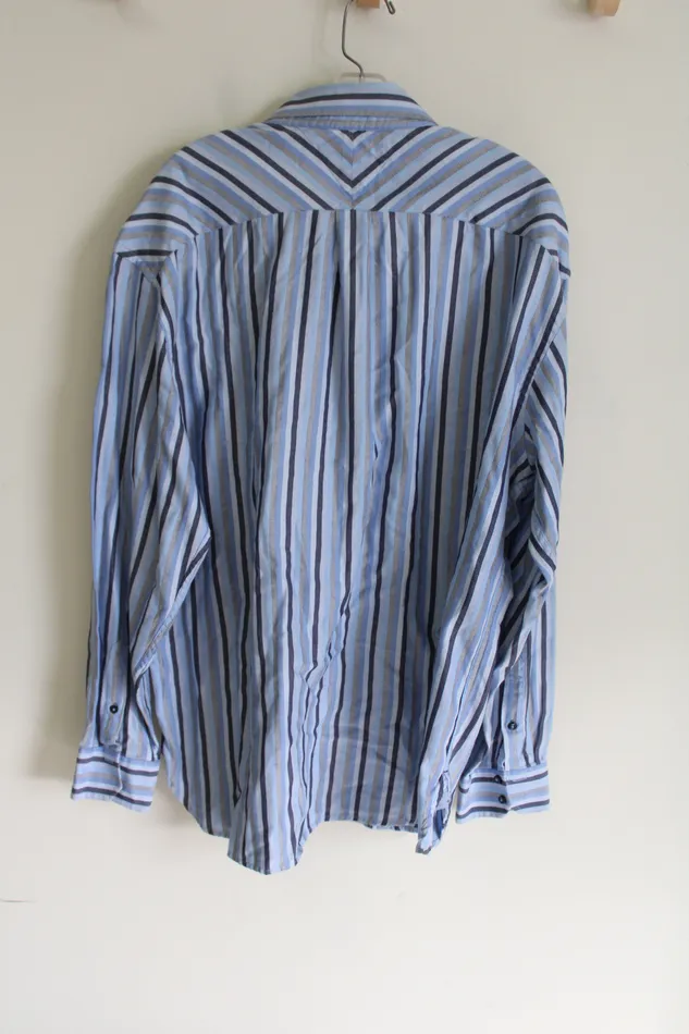 Tommy Hilfiger Blue Striped Button Down Shirt XL Tommy Hilfiger Rings