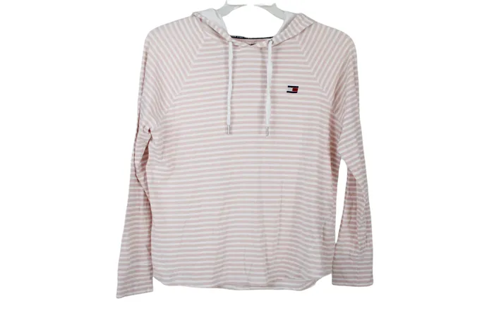 Tommy Hilfiger Earrings Tommy Hilfiger Sport Pink Stripe Hooded Shirt M