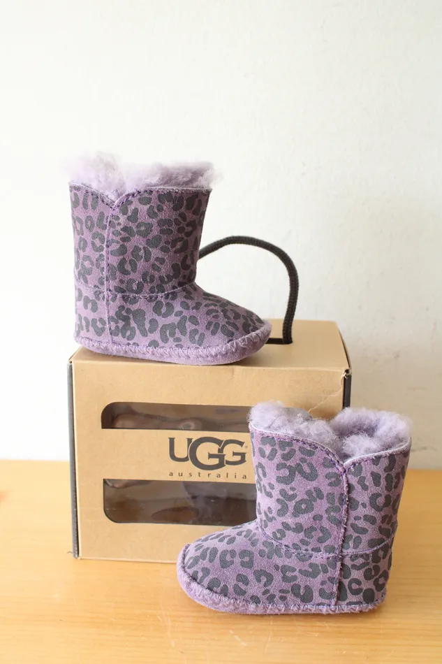 Ugg Earrings NEW Ugg Cassie Leopard Purple Boots Youth Size 01