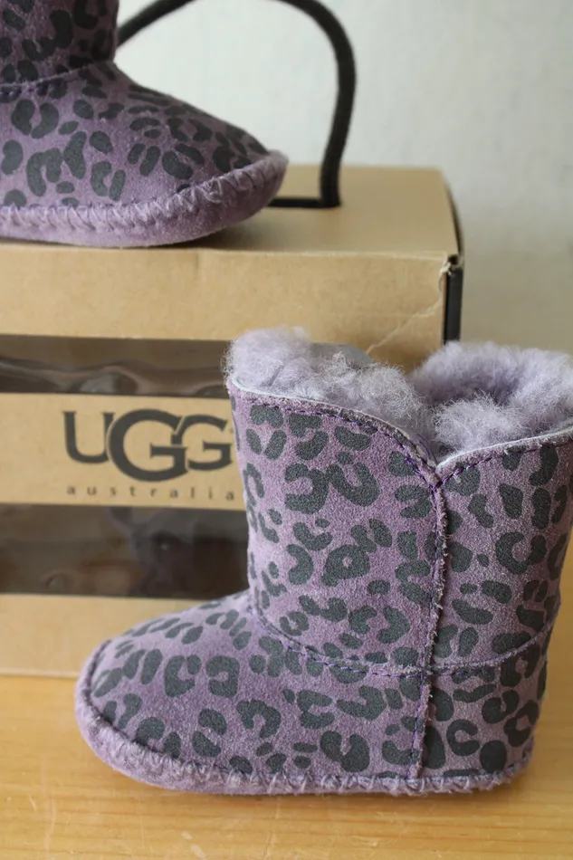 Ugg Earrings NEW Ugg Cassie Leopard Purple Boots Youth Size 01