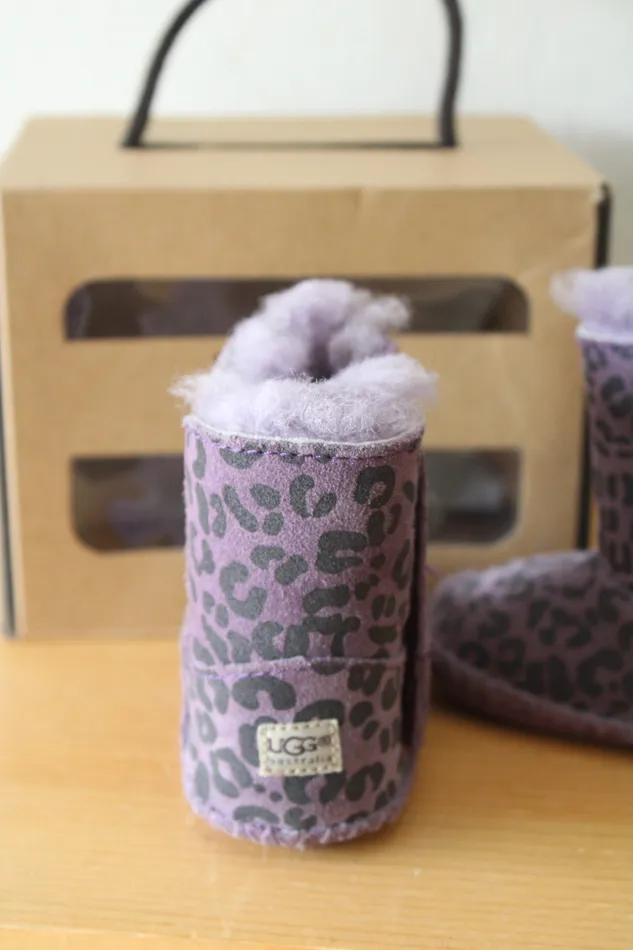 Ugg Earrings NEW Ugg Cassie Leopard Purple Boots Youth Size 01
